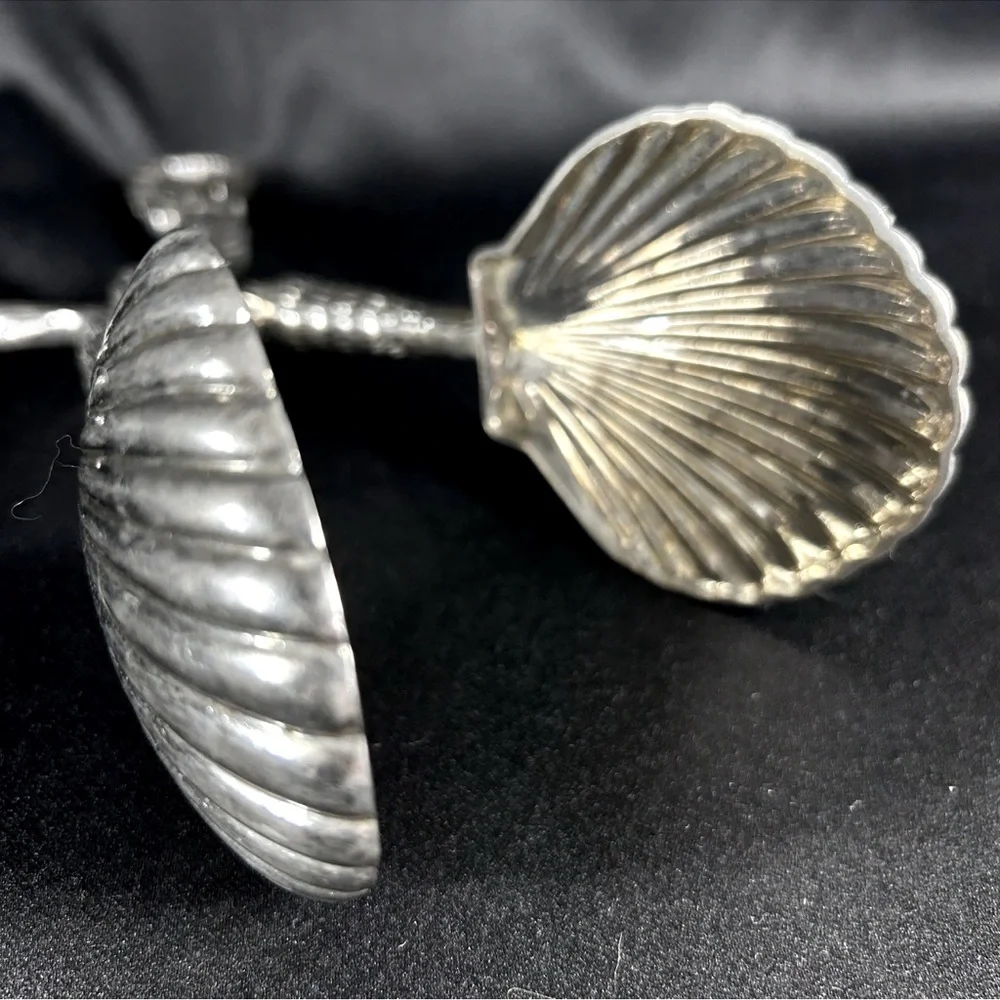 Godinger Silver Seahorse & Clam Shell Salad/Serving Tongs 11” Nautical